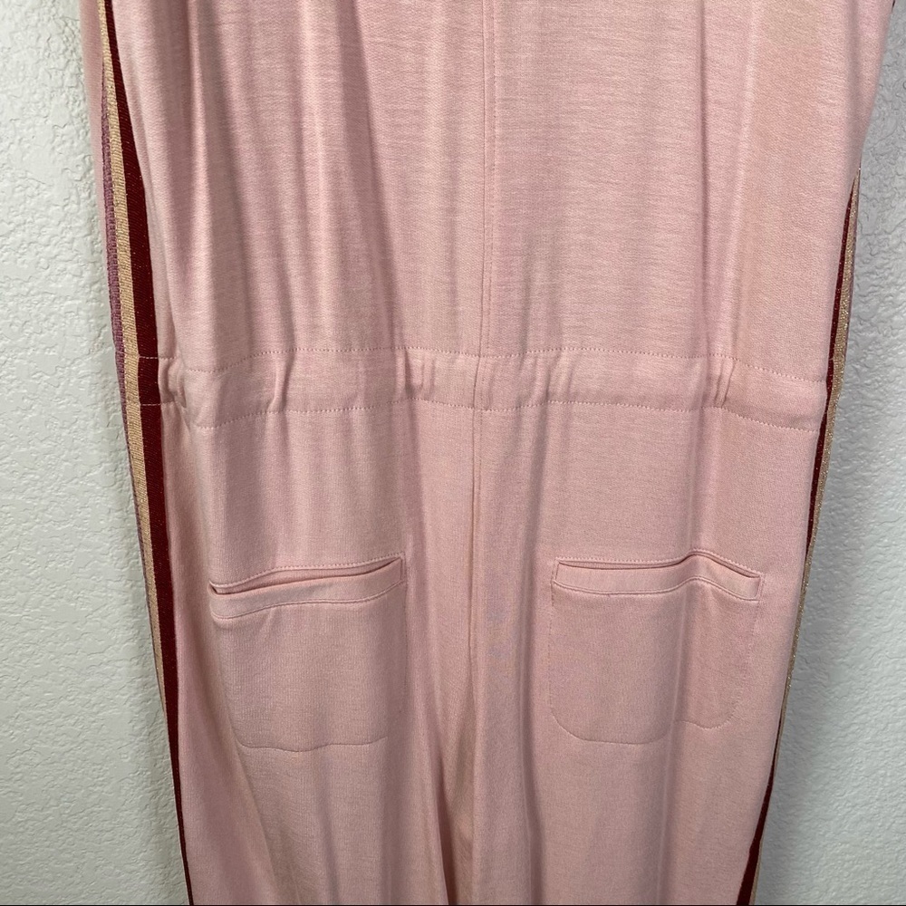 David Lerner x Revolve Pink Tie Waist Metallic Stripe Jumpsuit Size S - Picture 10 of 13
